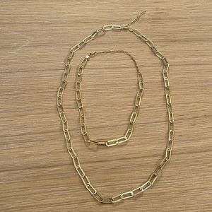 Jennifer Zeuner set of 2 paper clip gold chains (sterling silver gold plated)